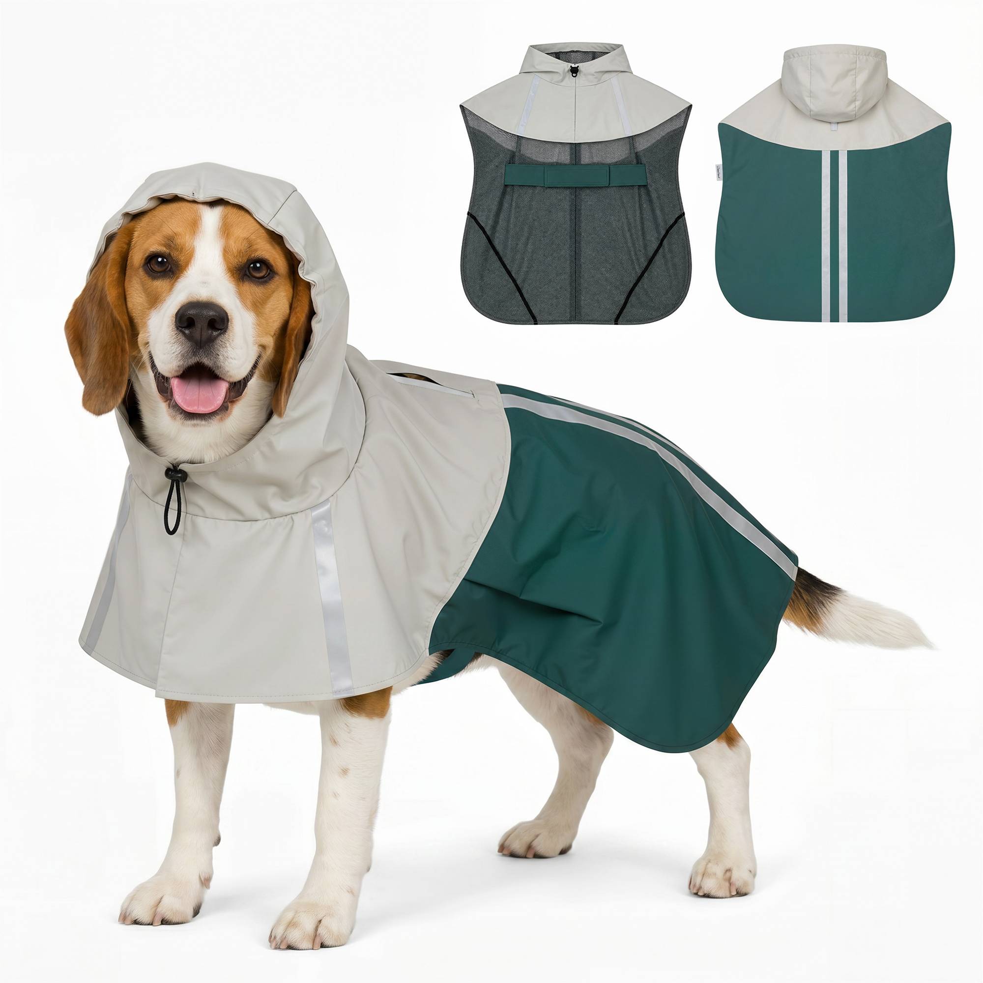 Sans Marque - Imperméable chiens moyens 15-20 kg capuche verte - Image 1