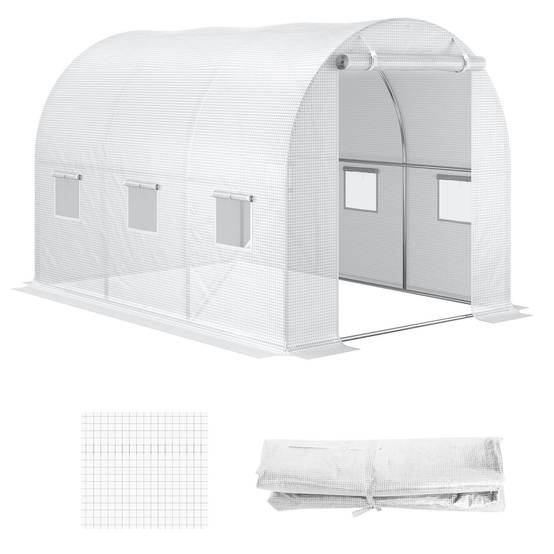 ComfortXL - Bâche de rechange serre tunnel PE 300 x 200 x 200 cm blanc 6 fenêtres porte zippée - ComfortXL Outdoor Living - Image 2