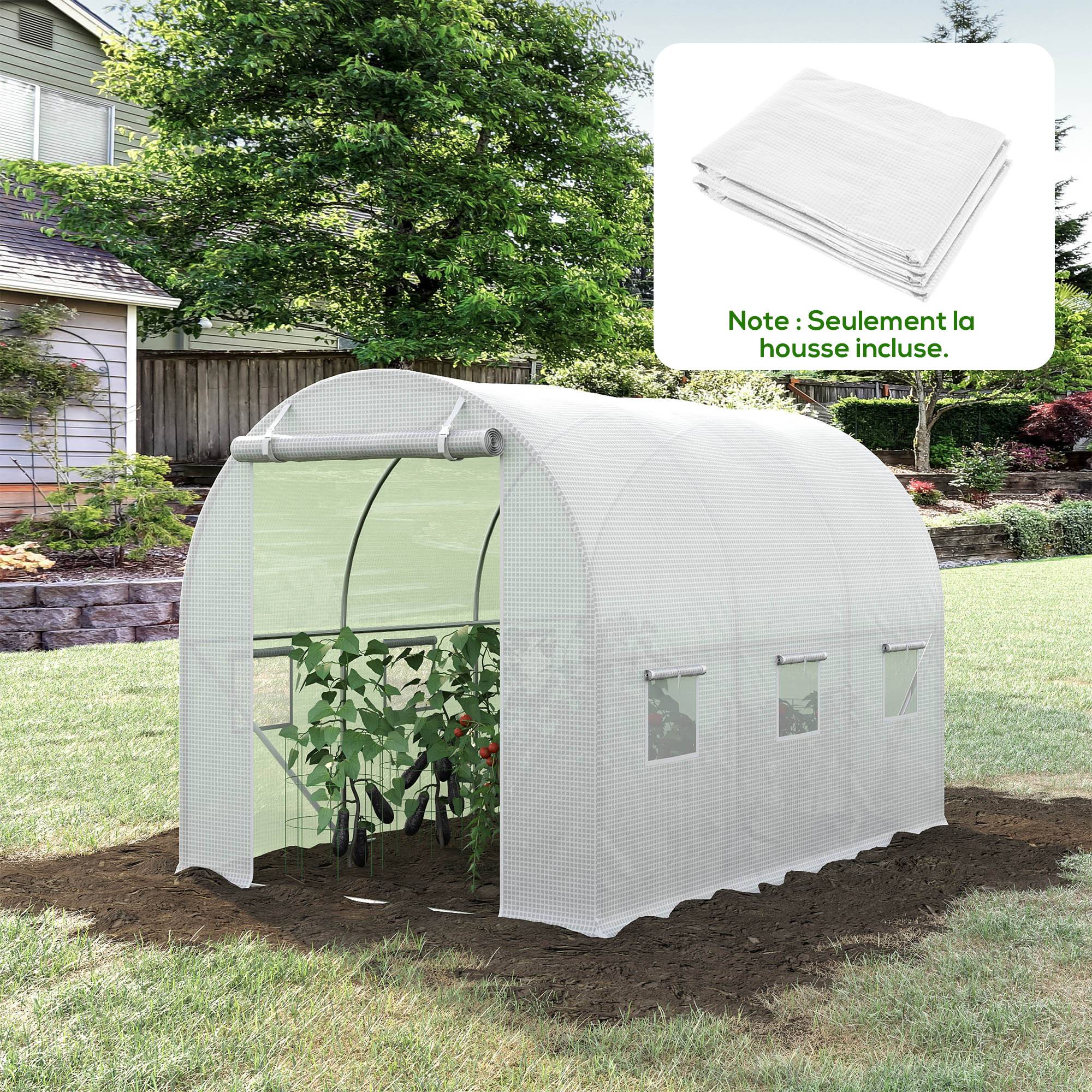 ComfortXL - Bâche de rechange serre tunnel PE 300 x 200 x 200 cm blanc 6 fenêtres porte zippée - ComfortXL Outdoor Living - Image 1
