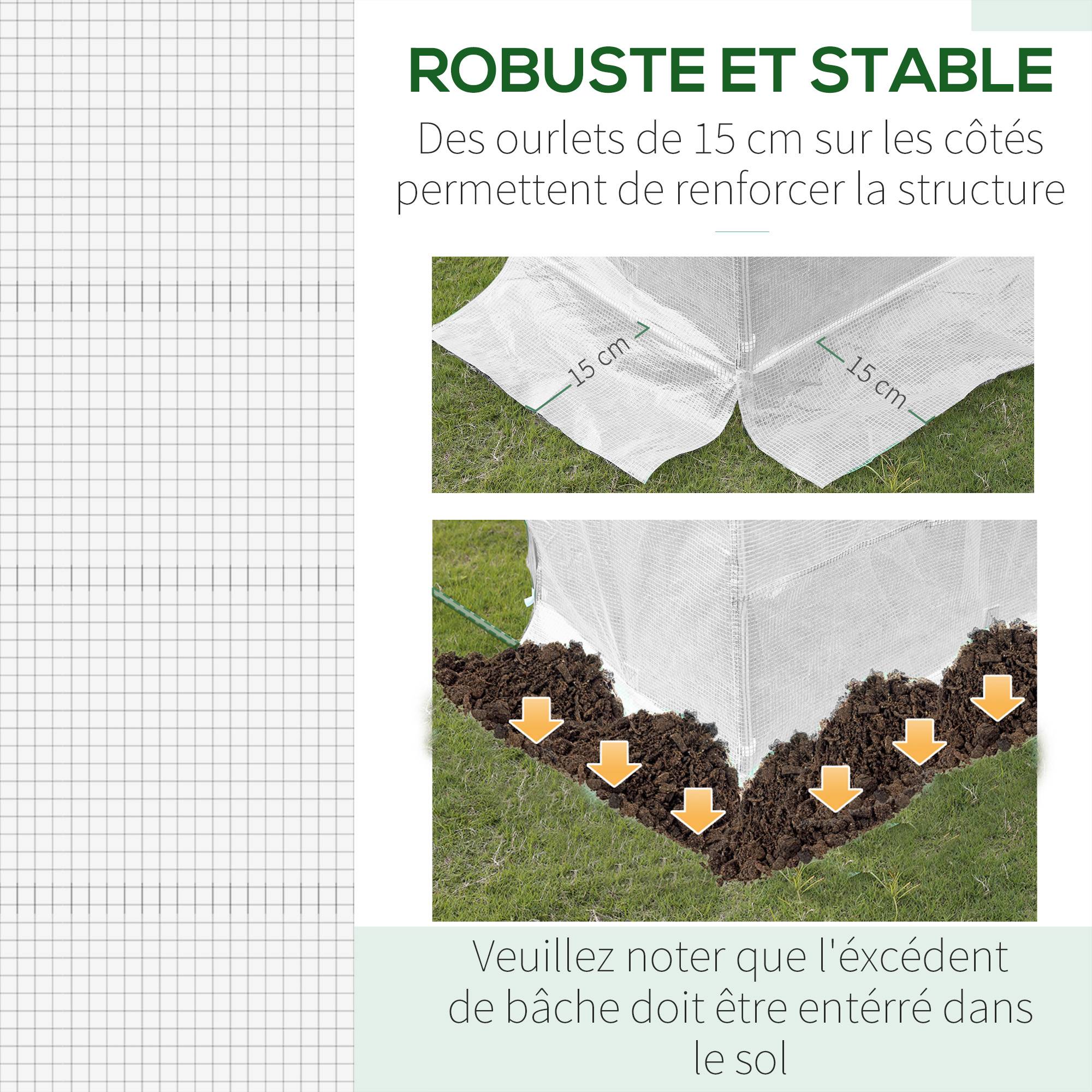 ComfortXL - Bâche de rechange serre tunnel PE 300 x 200 x 200 cm blanc 6 fenêtres porte zippée - ComfortXL Outdoor Living - Image 7
