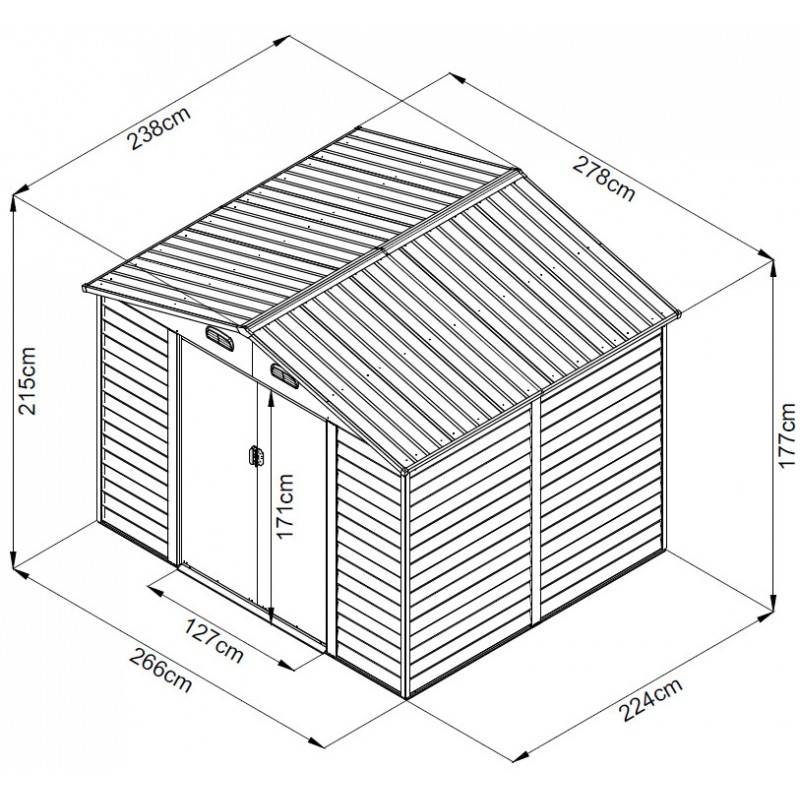 X-Metal - Abri de jardin métal 6,62m² imitation bois avec kit d'ancrage X-METAL marron - Image 5