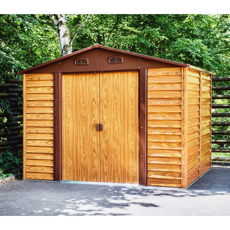 X-Metal - Abri de jardin métal 6,62m² imitation bois avec kit d'ancrage X-METAL marron - Image 2