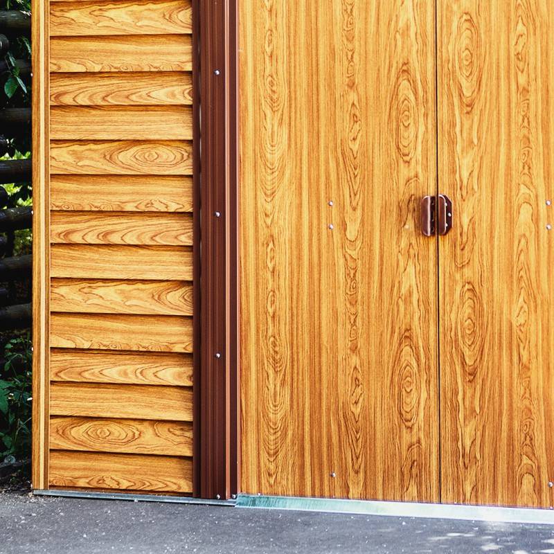 X-Metal - Abri de jardin métal 6,62m² imitation bois avec kit d'ancrage X-METAL marron - Image 7
