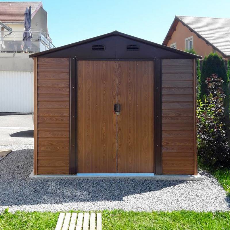 X-Metal - Abri de jardin métal 6,62m² imitation bois avec kit d'ancrage X-METAL marron - Image 4