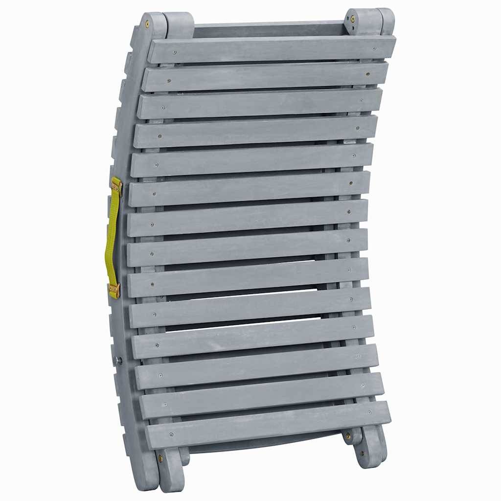Chaise longue | Transat | Bain de soleil avec coussin Gris Bois d'acacia solide - Image 6