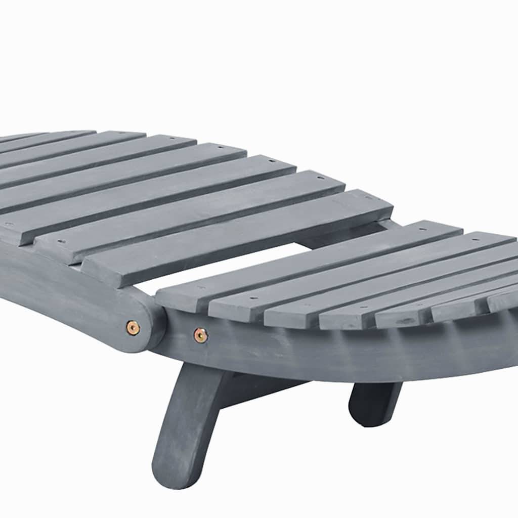 Chaise longue | Transat | Bain de soleil avec coussin Gris Bois d'acacia solide - Image 7