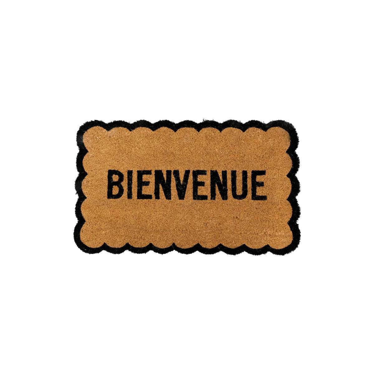 Aubry Gaspard - Paillasson en coco Bienvenue avec découpe arrondie et base antidérapante - Image 1