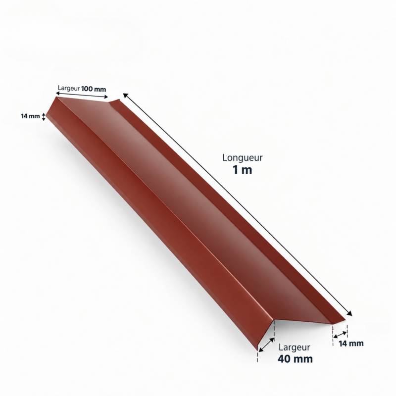Rive de toiture 1 m pour plaques nervurées acier laqué - Coloris - Rouge 8012, Longueur - 1 m - Image 2