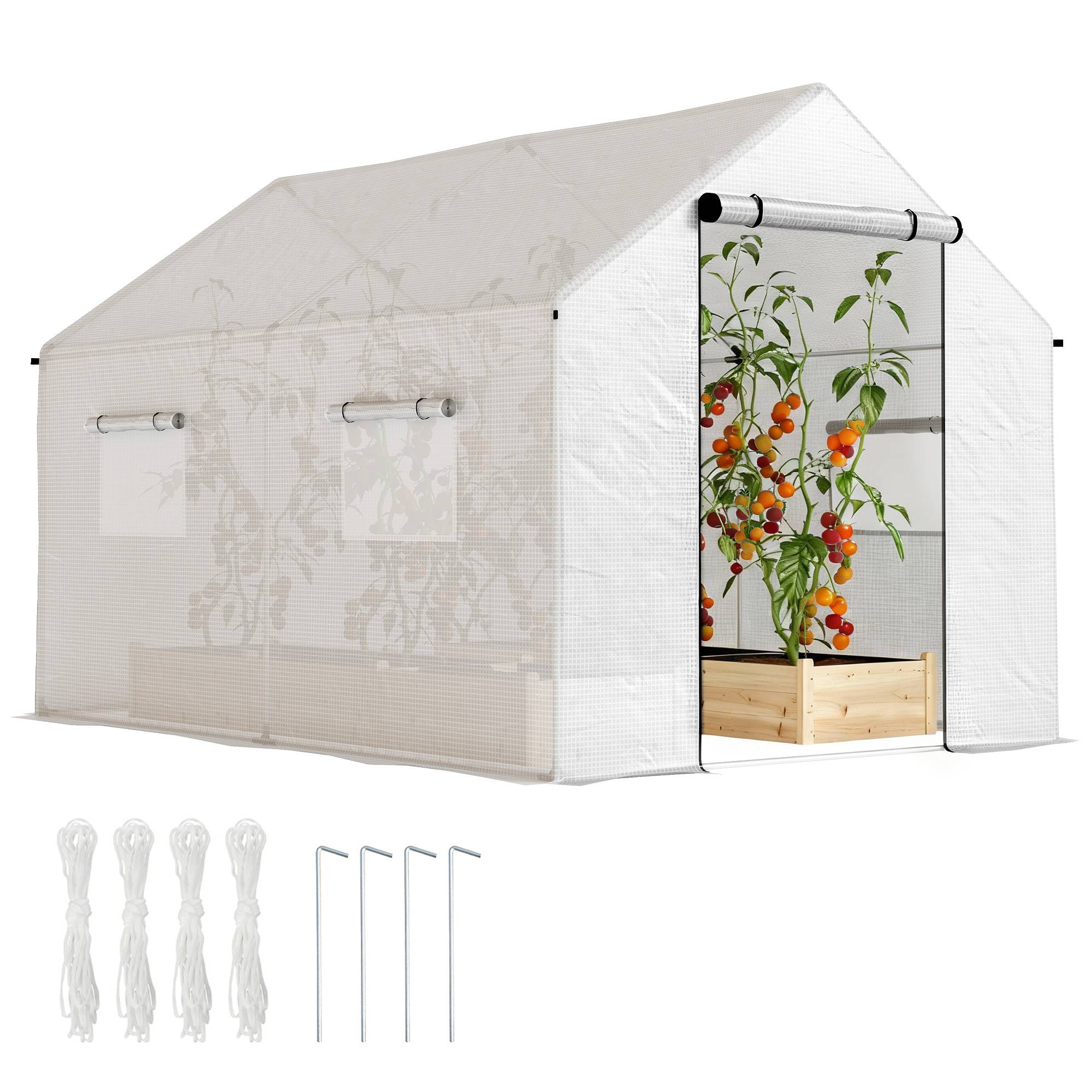 Serre de Jardin Tunnel 6m² Acier Galvanisé et Bâche PE Blanche 3x2x2m - ComfortXL Outdoor Living