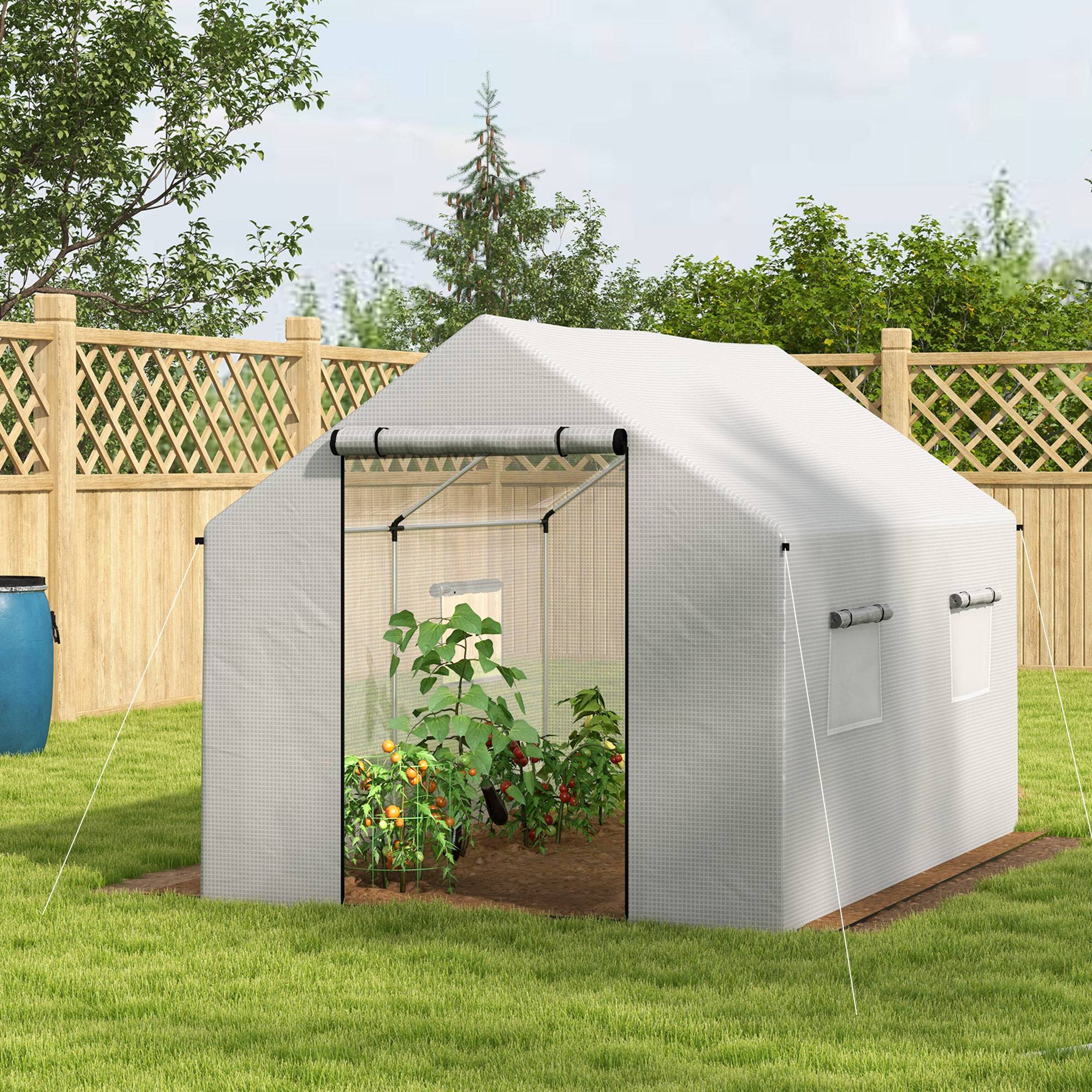 Serre de Jardin Tunnel 6m² Acier Galvanisé et Bâche PE Blanche 3x2x2m - ComfortXL Outdoor Living - Image 4