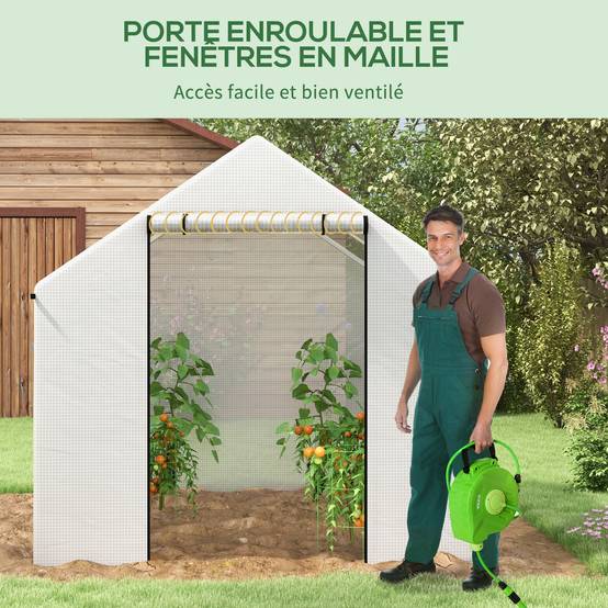 Serre de Jardin Tunnel 6m² Acier Galvanisé et Bâche PE Blanche 3x2x2m - ComfortXL Outdoor Living - Image 7
