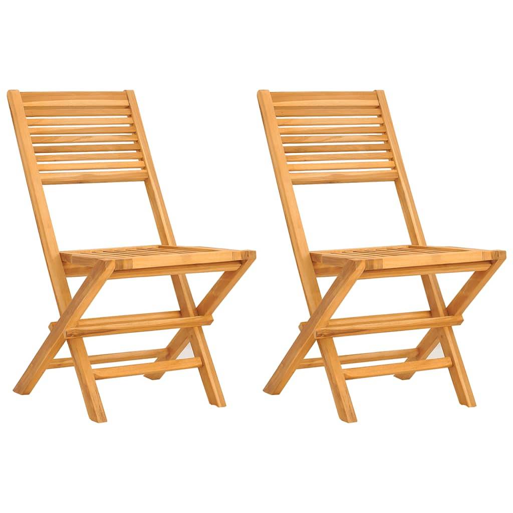 Lot de 2 chaises de jardin bois de teck naturel 47 x 62 x 90 cm - PANGIVO - Image 2