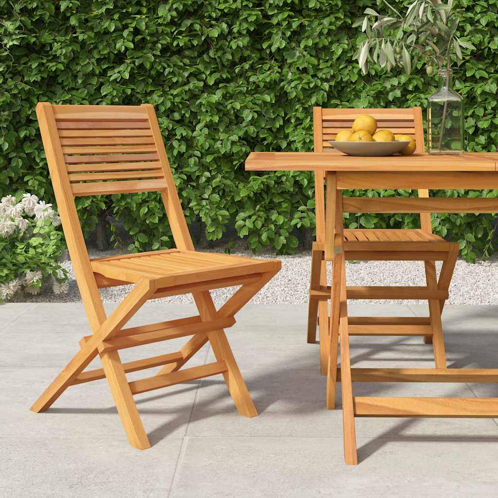 Lot de 2 chaises de jardin bois de teck naturel 47 x 62 x 90 cm - PANGIVO - Image 1