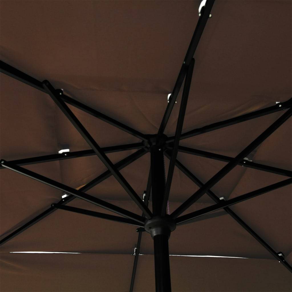 Helloshop26 - Parasol à 3 niveaux avec mât en aluminium 2,5 x 2,5 m taupe - Image 5