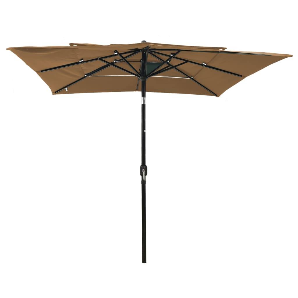 Helloshop26 - Parasol à 3 niveaux avec mât en aluminium 2,5 x 2,5 m taupe - Image 2