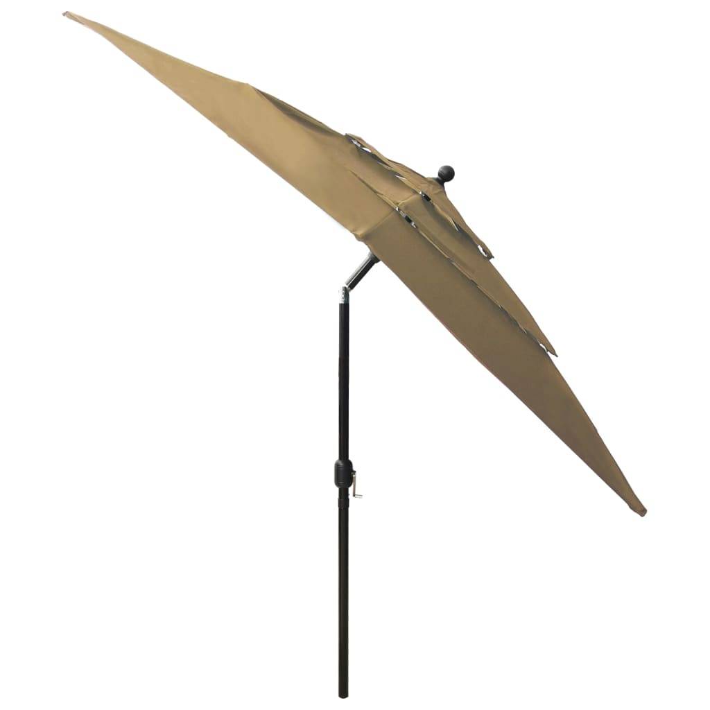 Helloshop26 - Parasol à 3 niveaux avec mât en aluminium 2,5 x 2,5 m taupe - Image 4