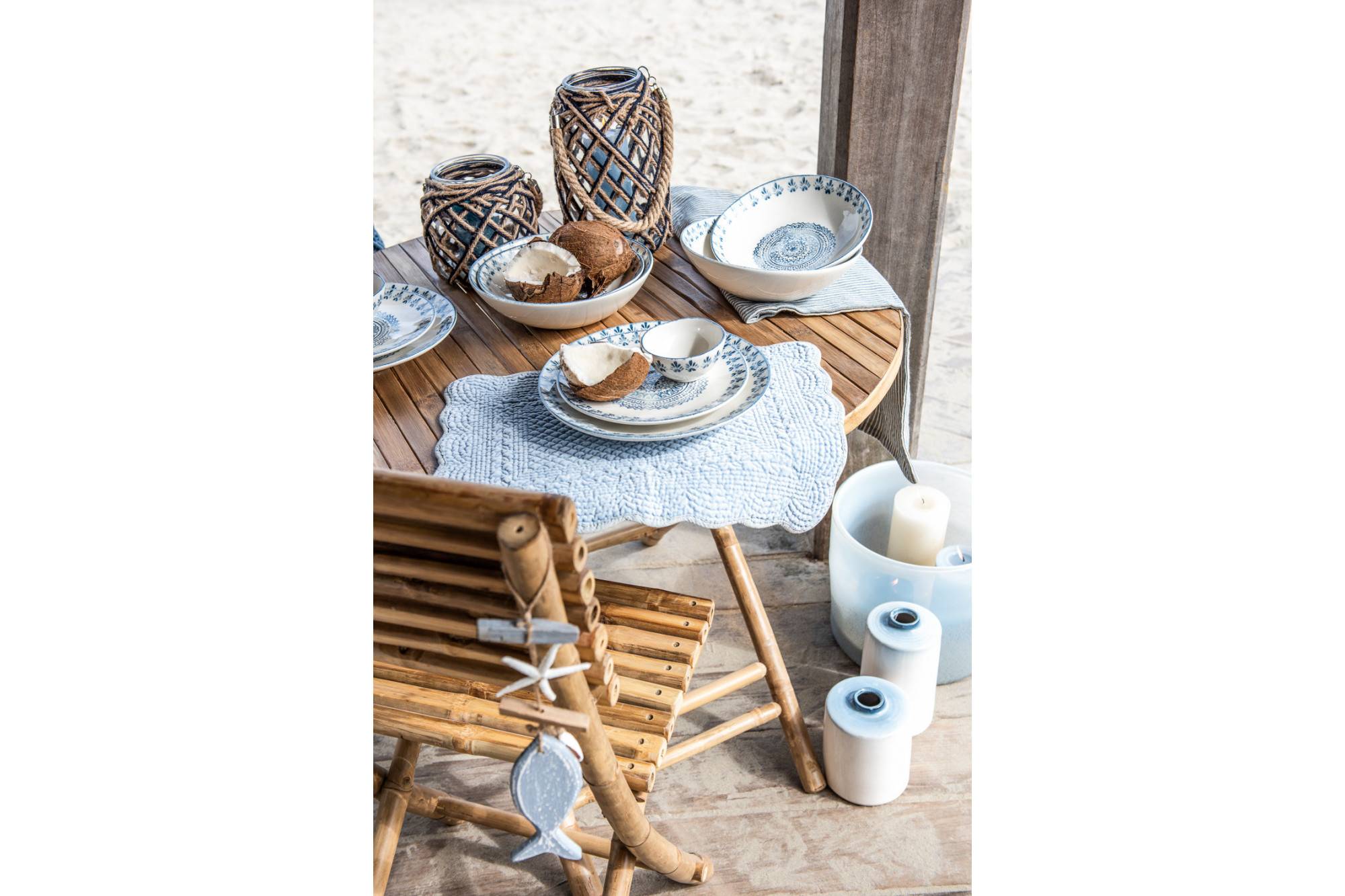 Autre - Table de jardin ronde pliable en bambou D90 - NARA - Image 3