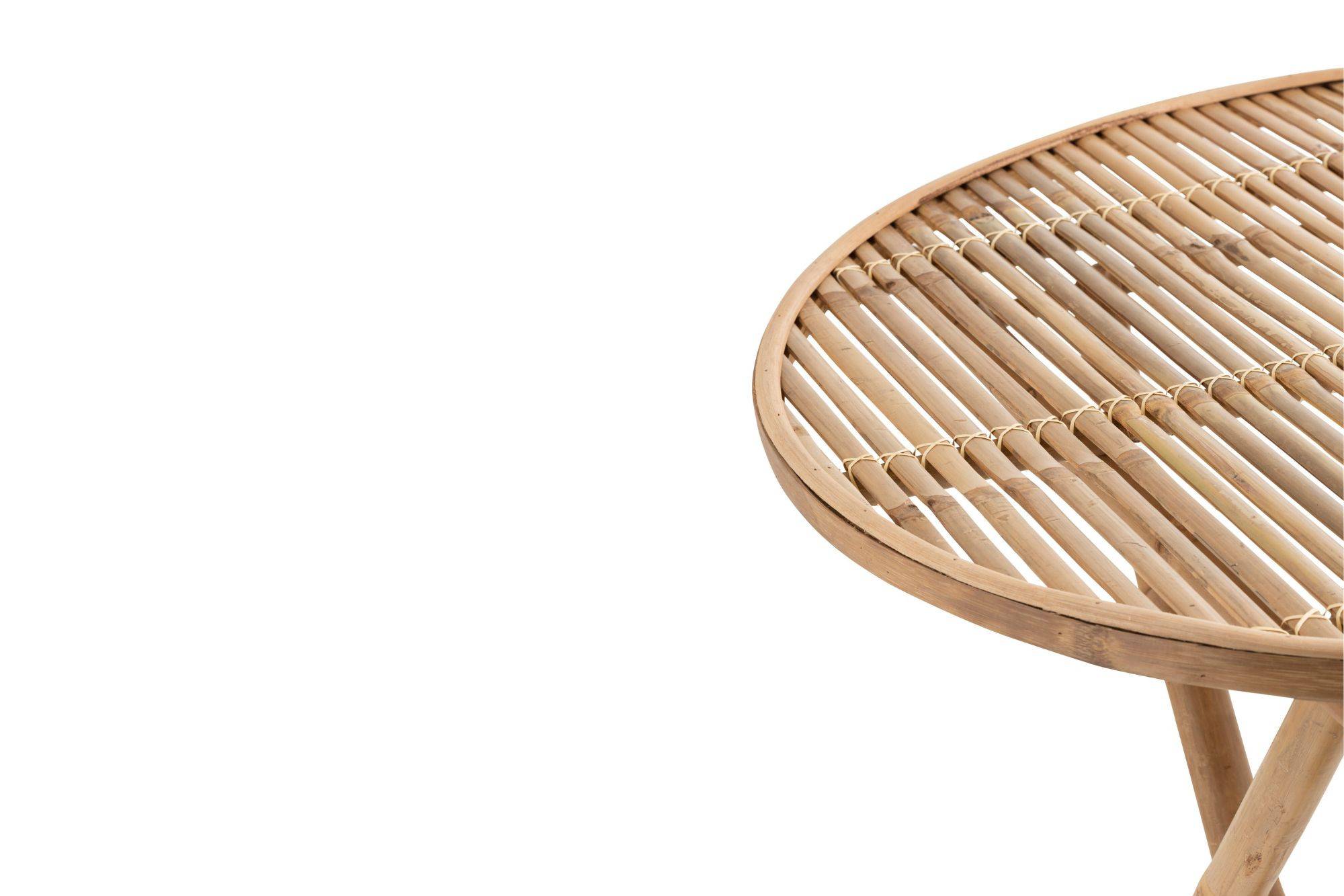 Autre - Table de jardin ronde pliable en bambou D90 - NARA - Image 9