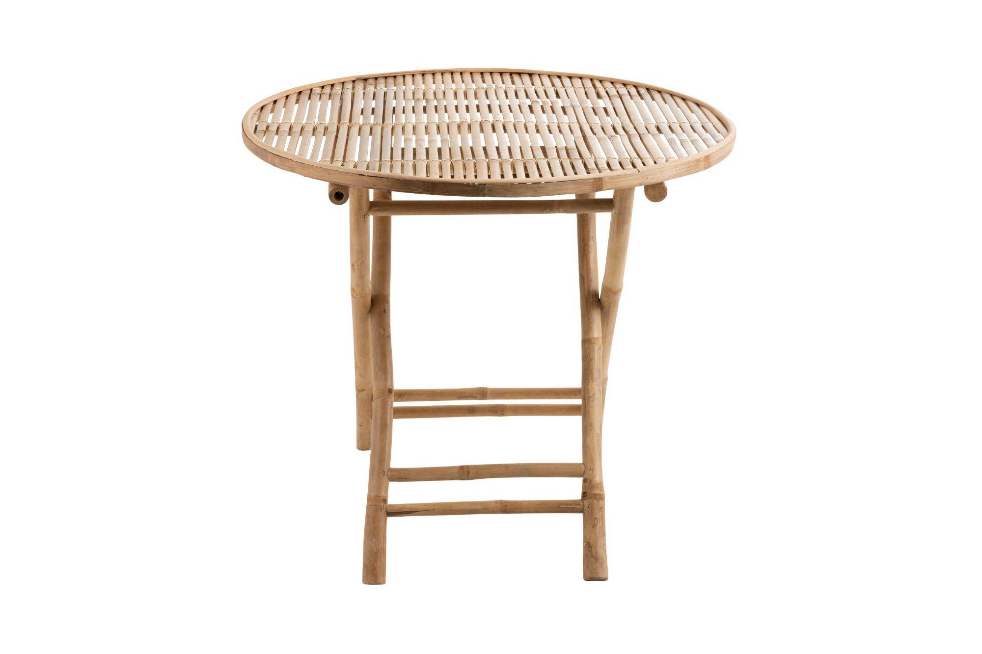 Autre - Table de jardin ronde pliable en bambou D90 - NARA - Image 4