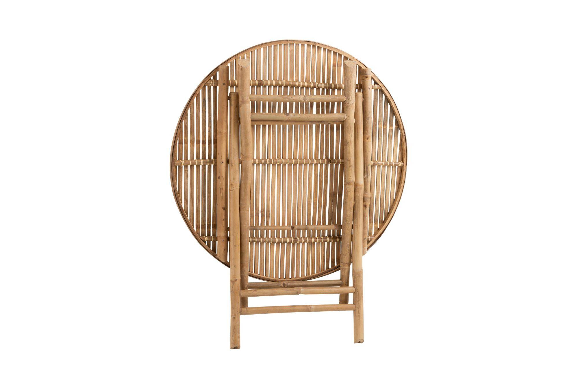 Autre - Table de jardin ronde pliable en bambou D90 - NARA - Image 8
