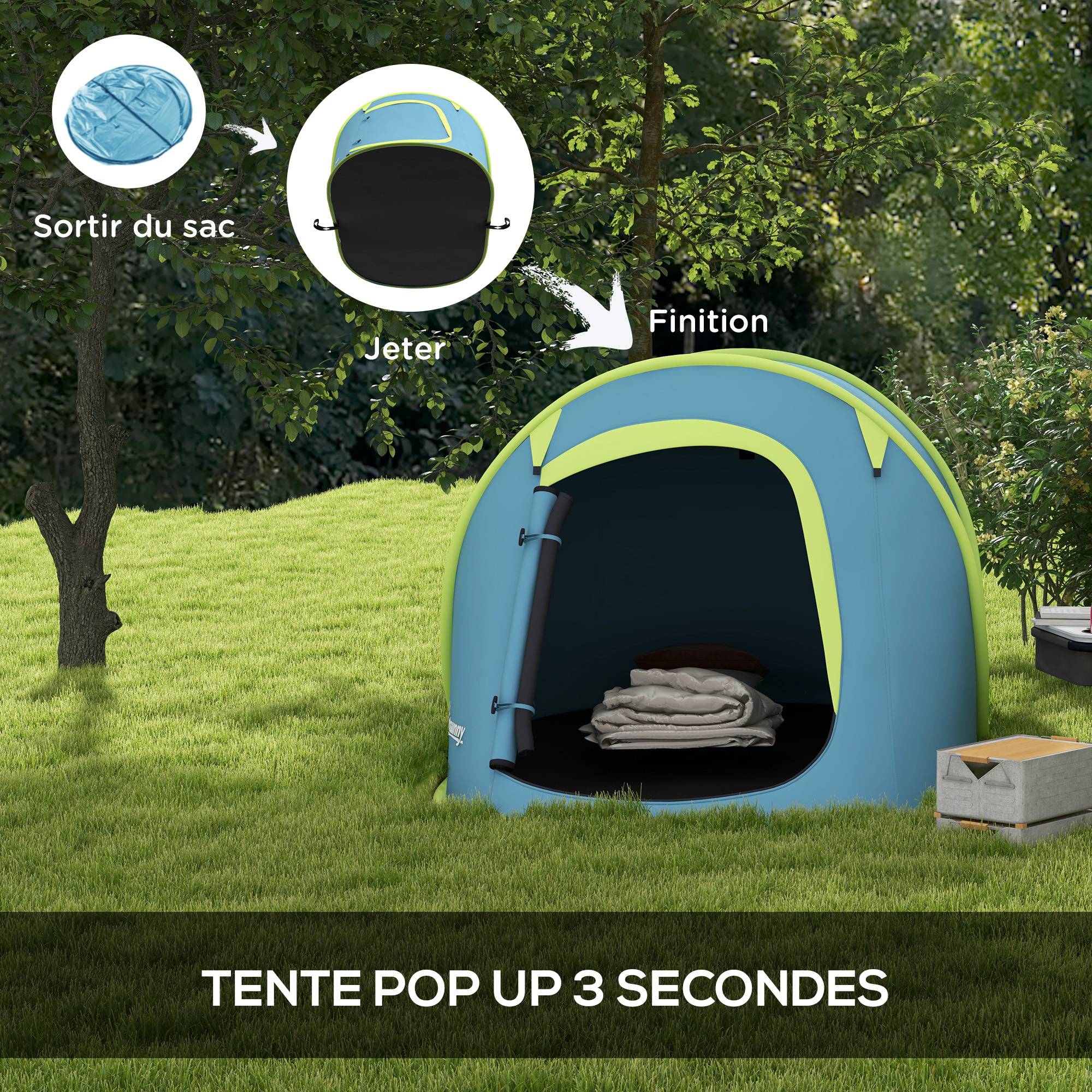 Tente de camping pop-up polyester bleu 245 x 148 x 105 cm - PANGIVO - Image 6