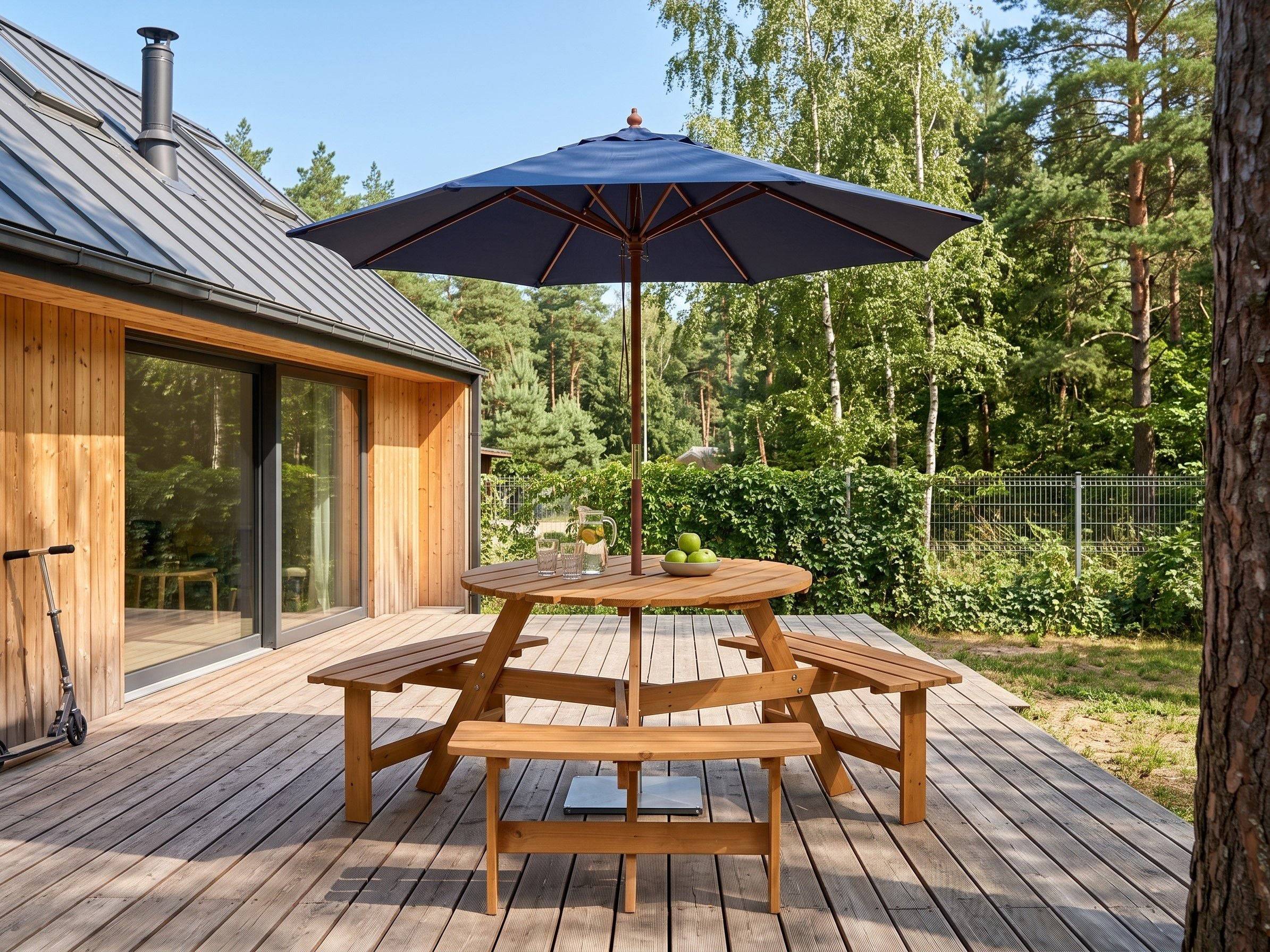 Beliani - Table de repas, 3 Personnes Bois de sapin Marron clair CAPARCOTTA - 170x170x75- Beliani - Image 1