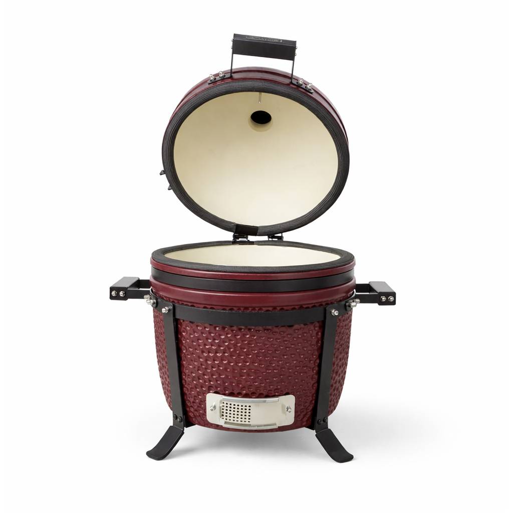 Barbecue kamado en céramique à poser Patton Premium Compact 15" - Grille Ø 34 cm - rouge bordeaux mat - Image 3