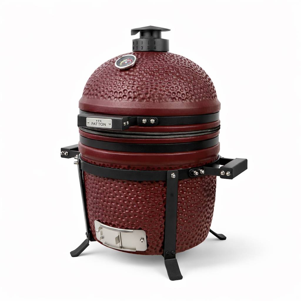 Barbecue kamado en céramique à poser Patton Premium Compact 15" - Grille Ø 34 cm - rouge bordeaux mat - Image 4