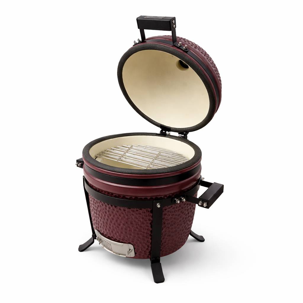 Barbecue kamado en céramique à poser Patton Premium Compact 15" - Grille Ø 34 cm - rouge bordeaux mat - Image 5