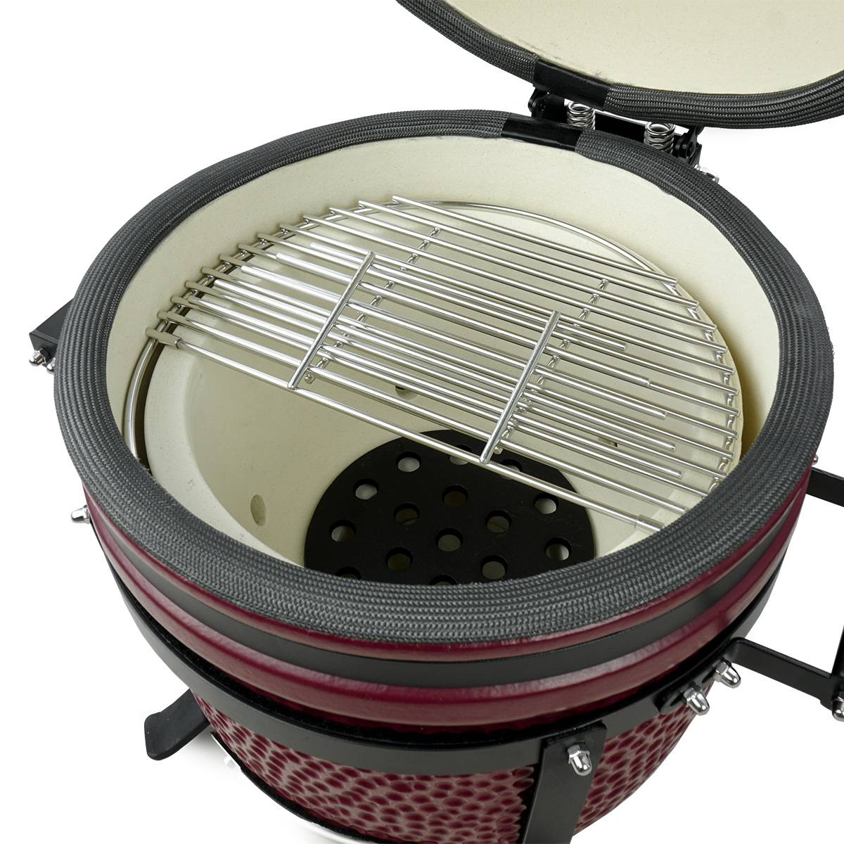 Barbecue kamado en céramique à poser Patton Premium Compact 15" - Grille Ø 34 cm - rouge bordeaux mat - Image 7