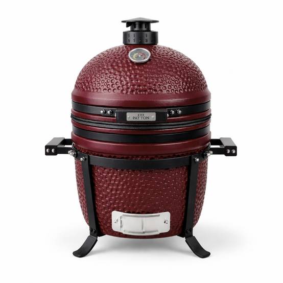 Barbecue kamado en céramique à poser Patton Premium Compact 15" - Grille Ø 34 cm - rouge bordeaux mat - Image 1