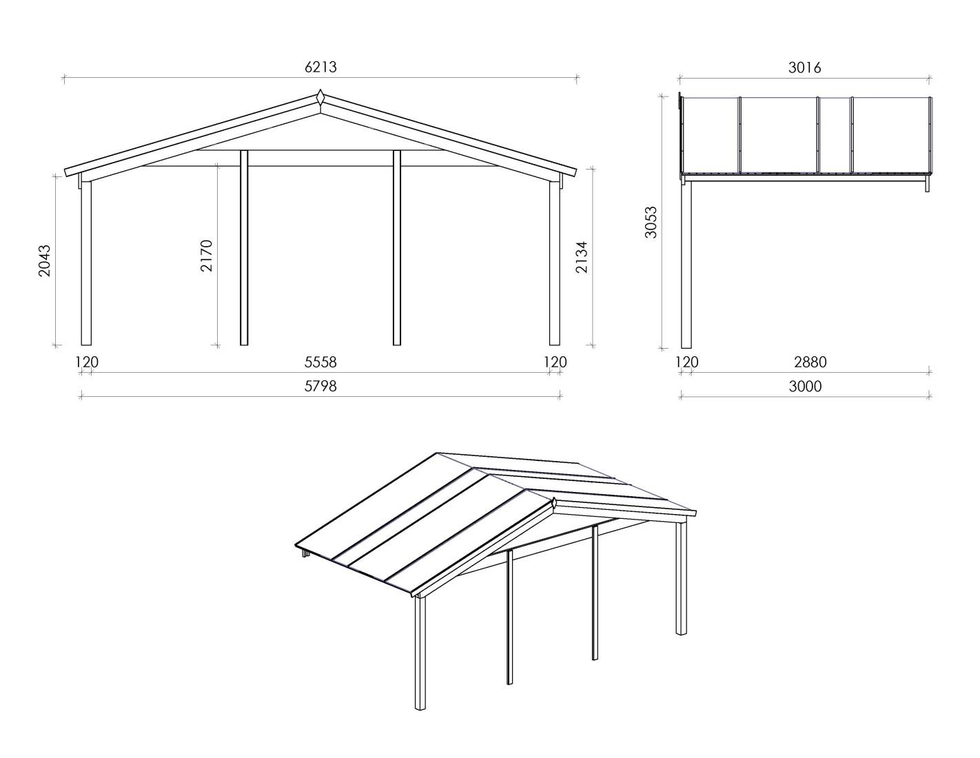 Altanka - Abri de jardin en bois - 6x6 m + terrasse avec balustrade et avant-toit en bois - 54 m2 - DOM749+DOM556+DOM558+POD04 - ALTANKA - Image 4
