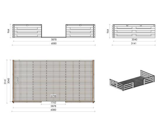 Altanka - Abri de jardin en bois - 6x6 m + terrasse avec balustrade et avant-toit en bois - 54 m2 - DOM749+DOM556+DOM558+POD04 - ALTANKA - Image 3