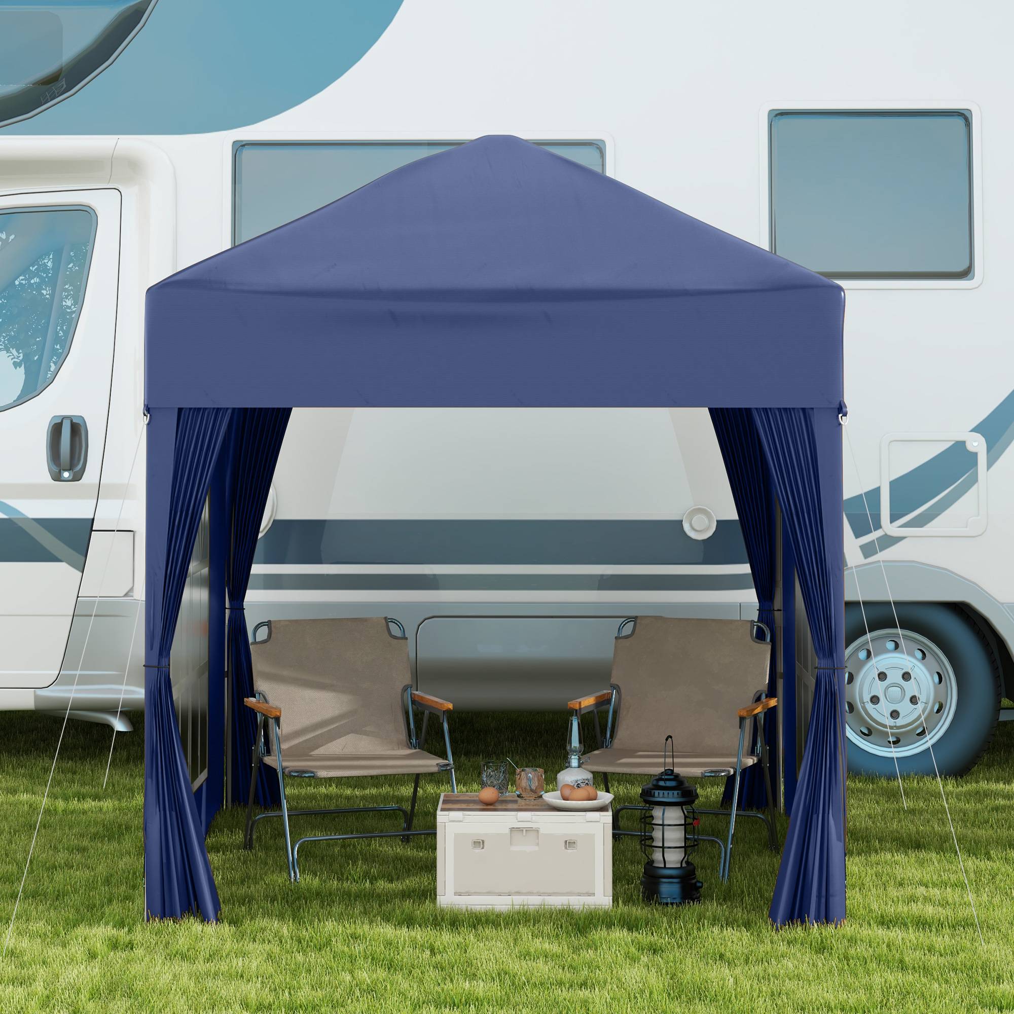 Tonnelle pliante acier bleu 200 x 200 x 240 cm - PANGIVO - Image 10