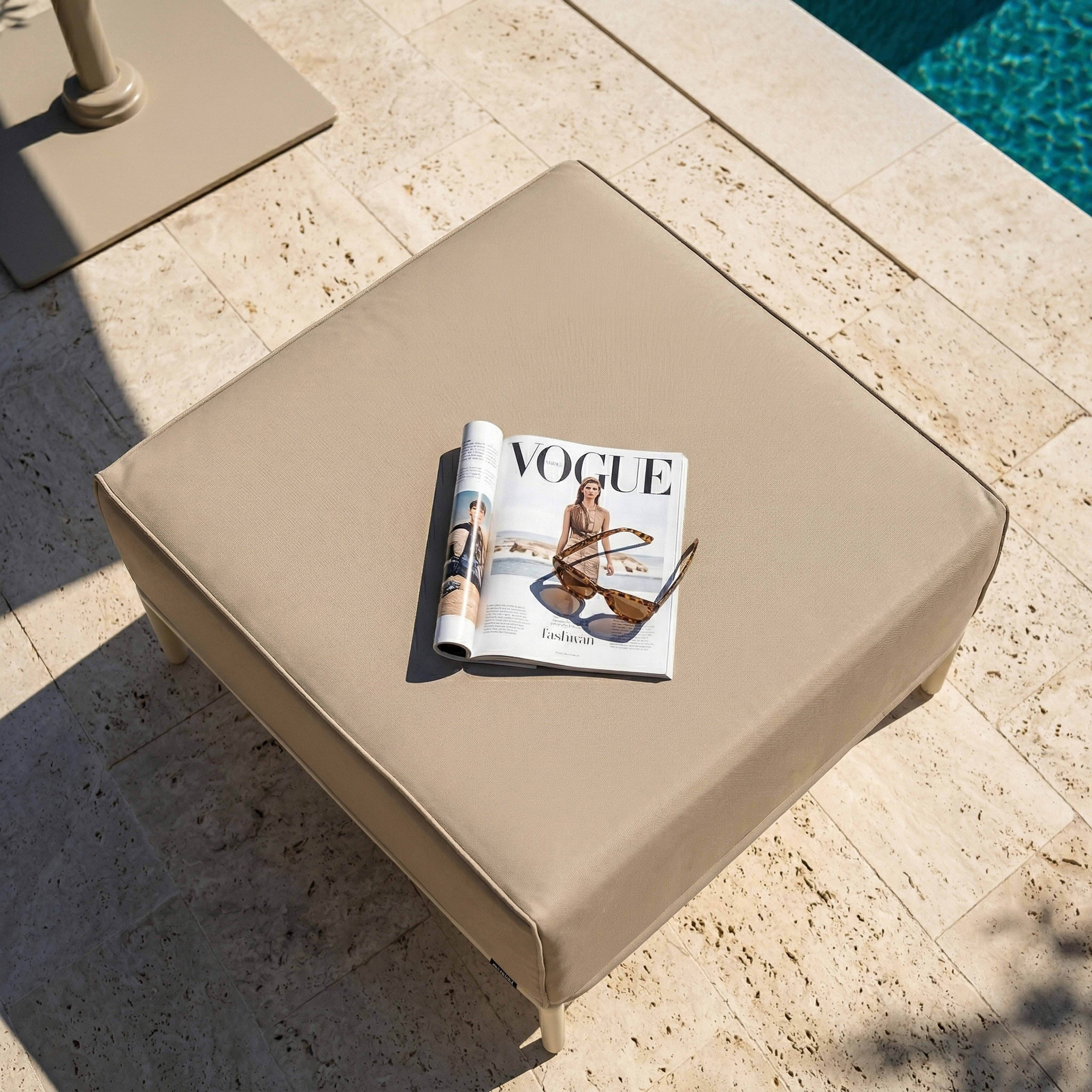 Oviala - Pouf pour salon de jardin modulable en tissu beige Patio - Oviala - Image 4