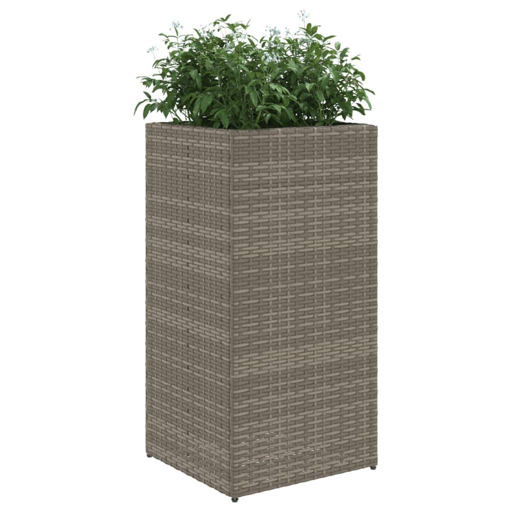Jardinière, Bac à fleurs, Pot de fleurs gris 40x40x80 cm résine tressée - Image 4
