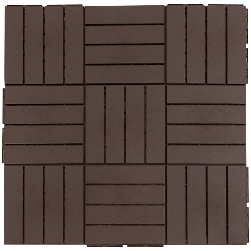 PANGIVO - Dalles de terrasse, plastique, marron, 30 x 30 x 2 cm (9 pièces, 0,81 m²) - PANGIVO - Image 2