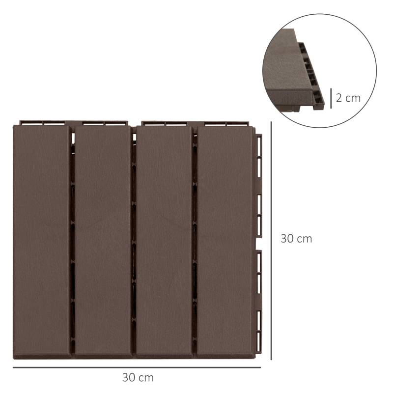 PANGIVO - Dalles de terrasse, plastique, marron, 30 x 30 x 2 cm (9 pièces, 0,81 m²) - PANGIVO - Image 3