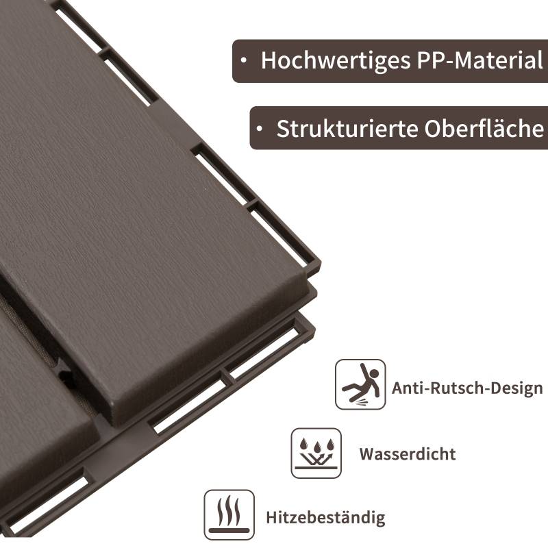 PANGIVO - Dalles de terrasse, plastique, marron, 30 x 30 x 2 cm (9 pièces, 0,81 m²) - PANGIVO - Image 4