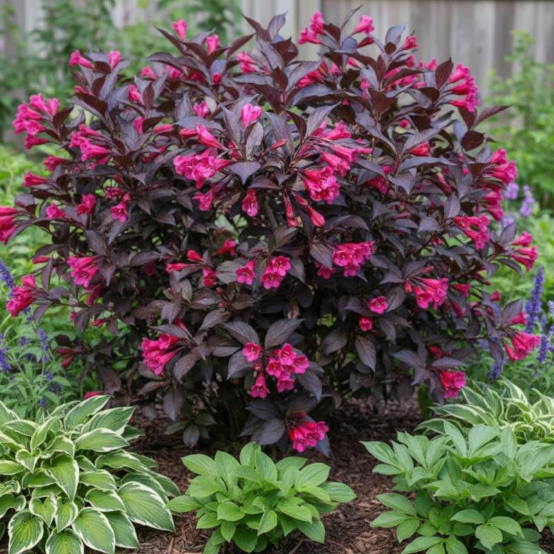 Weigela Alexandra®, Weigelia à fleurs Rouge - feuillage Caduc - Pot de 3L - 40/60 cm-  hauteur à maturité De 1,50 m à 2,00 m - Image 2