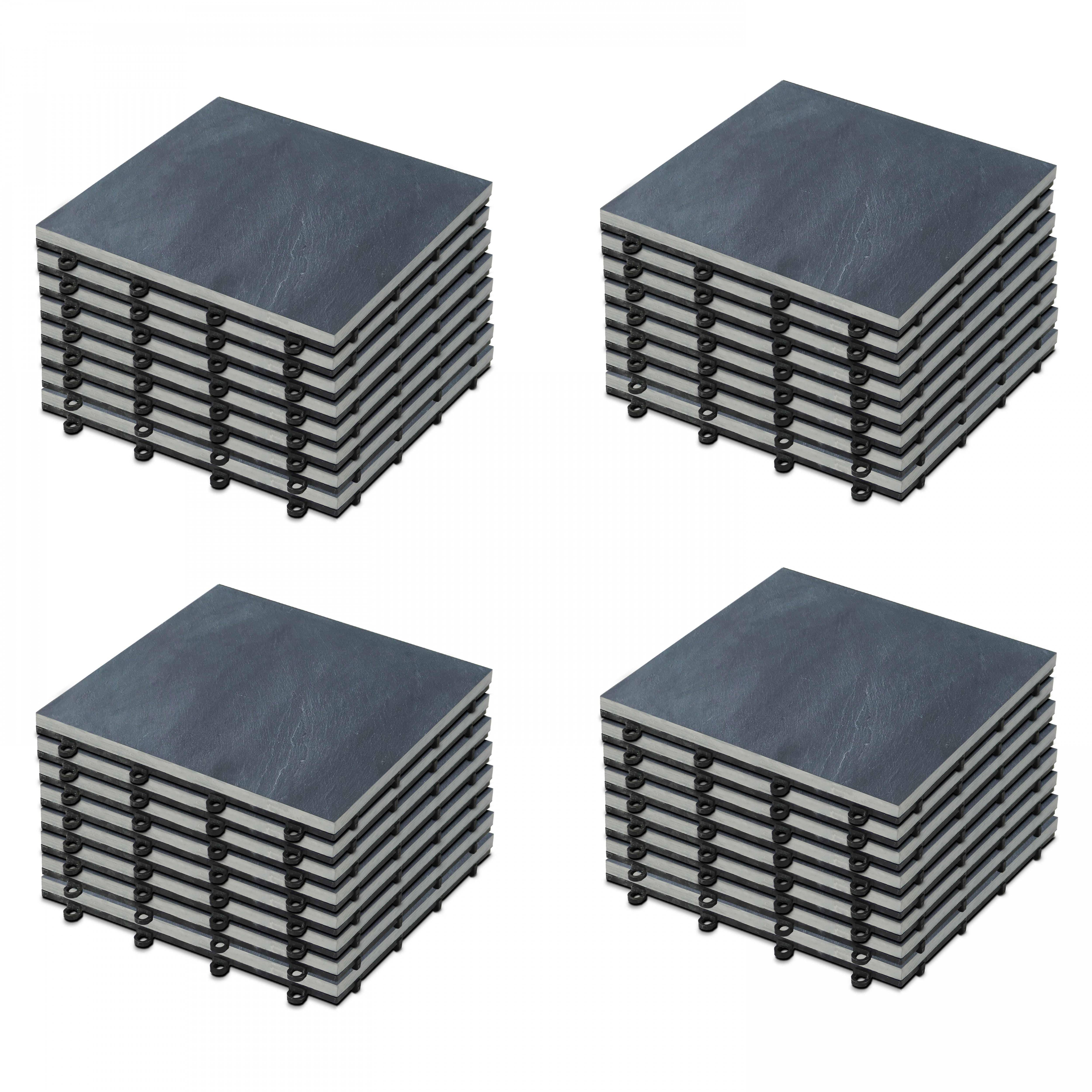 Oviala - Lot de 32 dalles clipsables en pierre naturelle noir - Oviala - Image 1