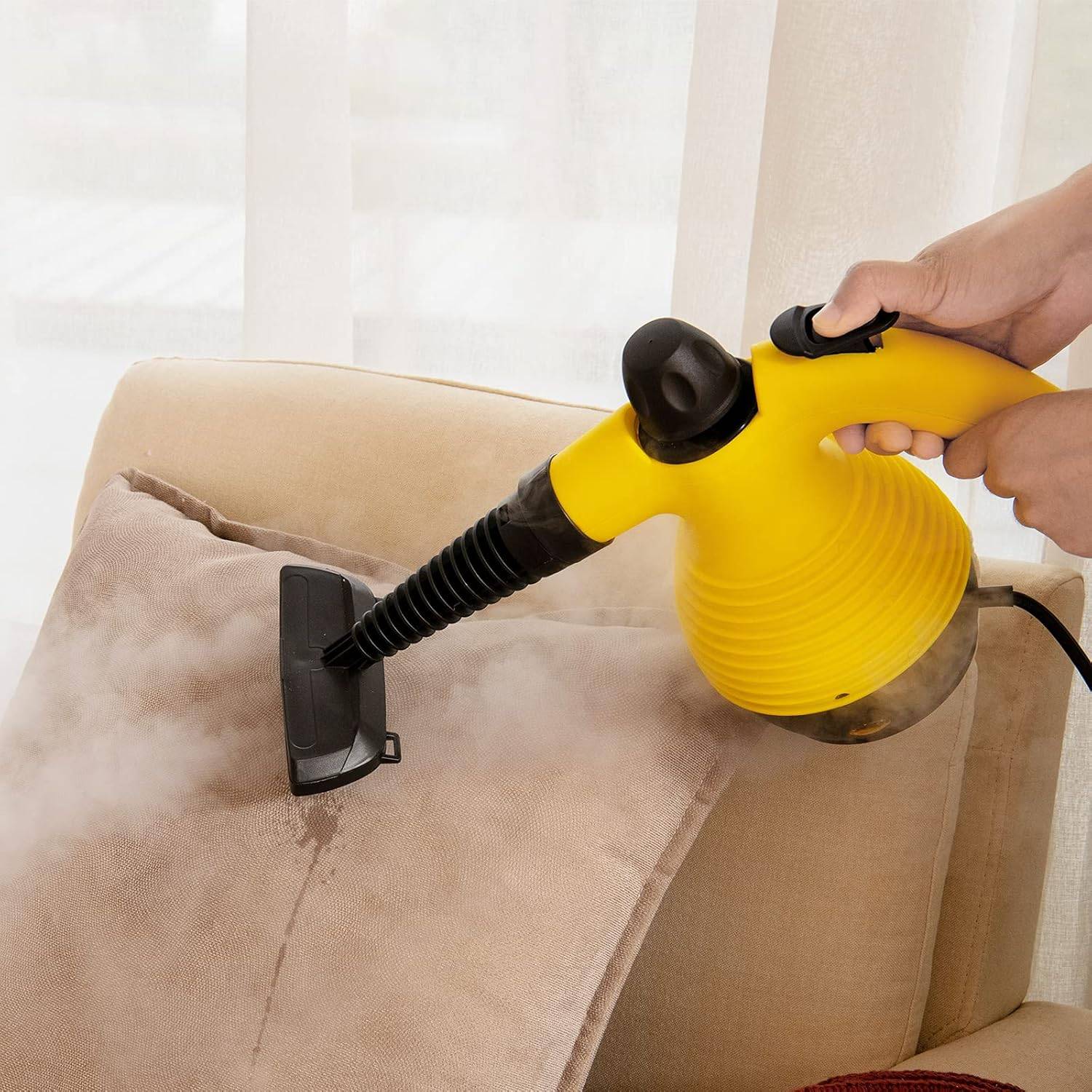 Nettoyeur vapeur à main réservoir 350 ml, 9 accessoires température : 135°-167°, 900-1050 w (jaune) - Image 7