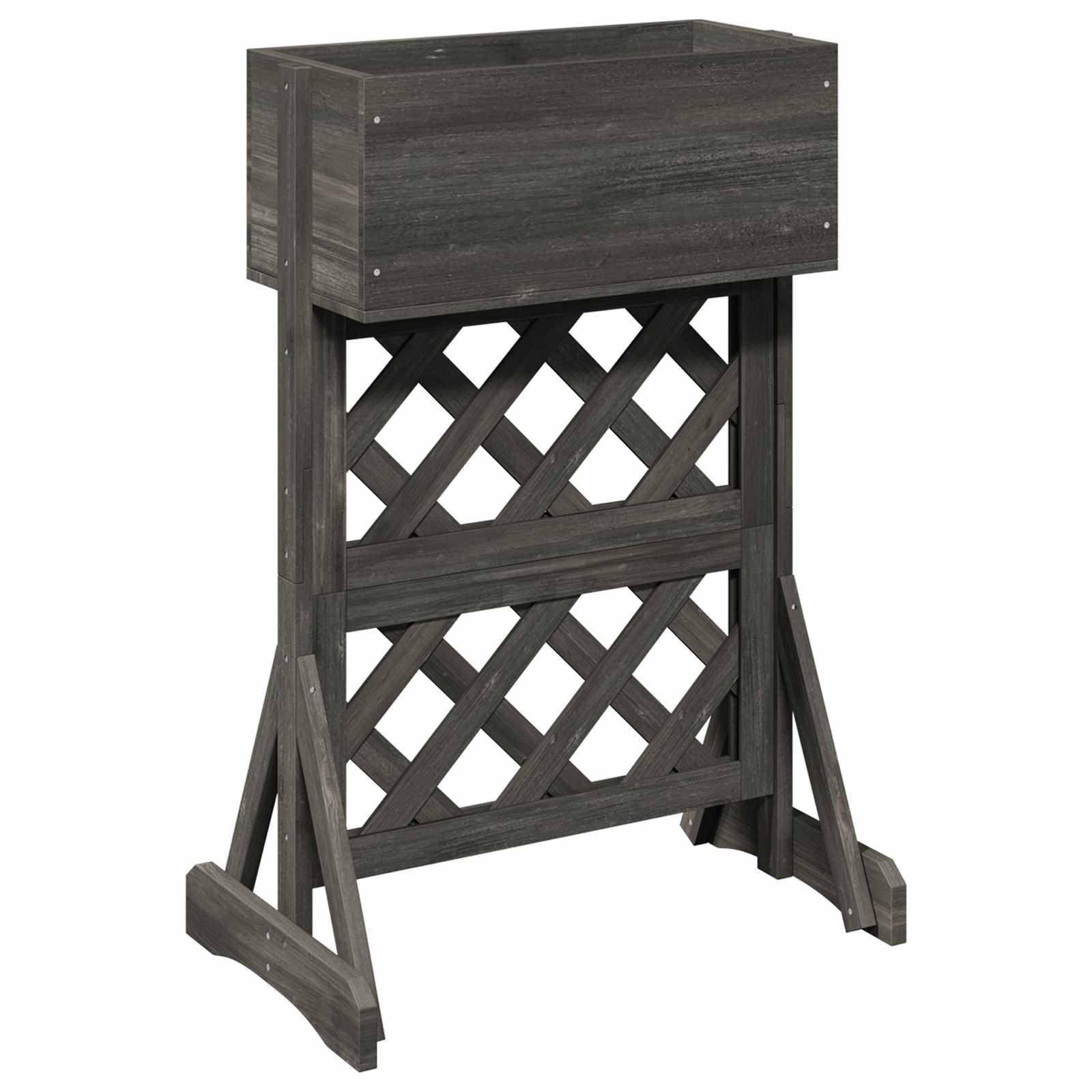 ComfortXL - Jardinière bois sapin massif balcon treillis pour grimpantes 48x30x70,5cm gris - ComfortXL Outdoor Living - Image 2