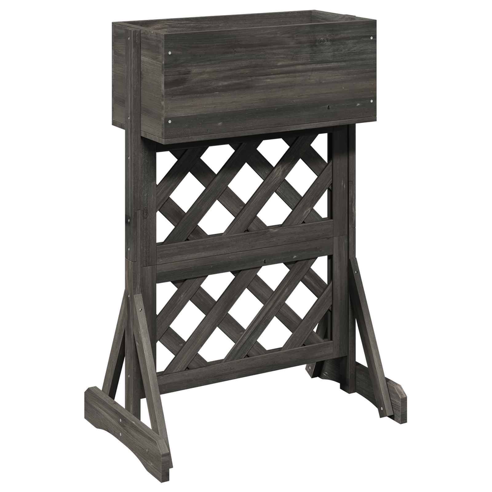 ComfortXL - Jardinière bois sapin massif balcon treillis pour grimpantes 48x30x70,5cm gris - ComfortXL Outdoor Living - Image 7