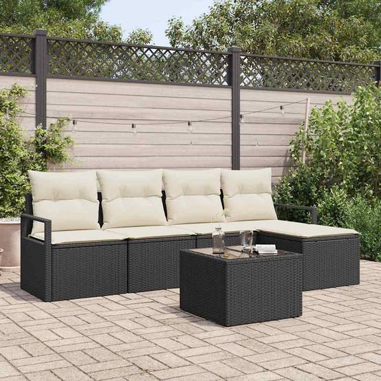 ComfortXL - Salon de jardin 4 places en polyrotin modulable avec table et pouf Noir – ComfortXL Outdoor Living - Image 1