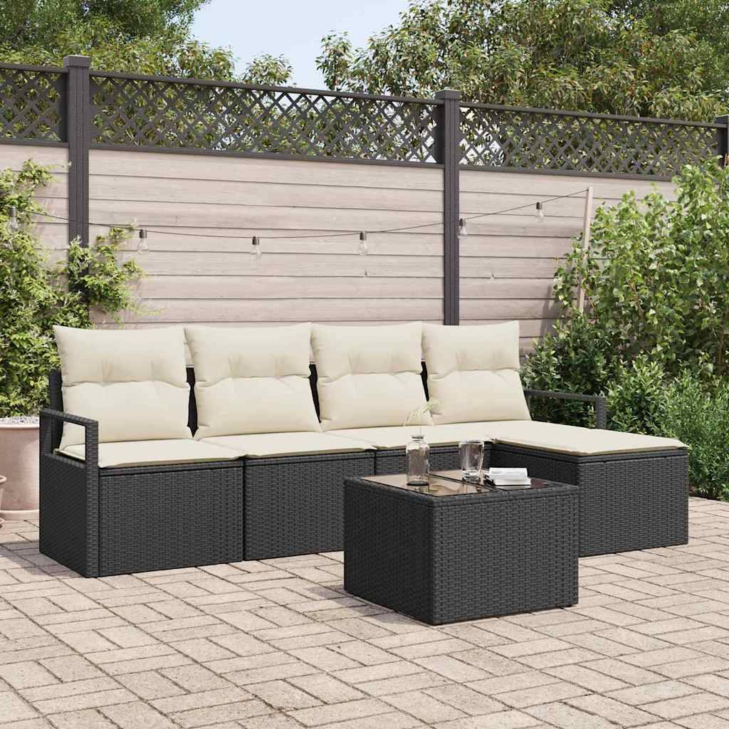 ComfortXL - Salon de jardin 4 places en polyrotin modulable avec table et pouf Noir – ComfortXL Outdoor Living - Image 1
