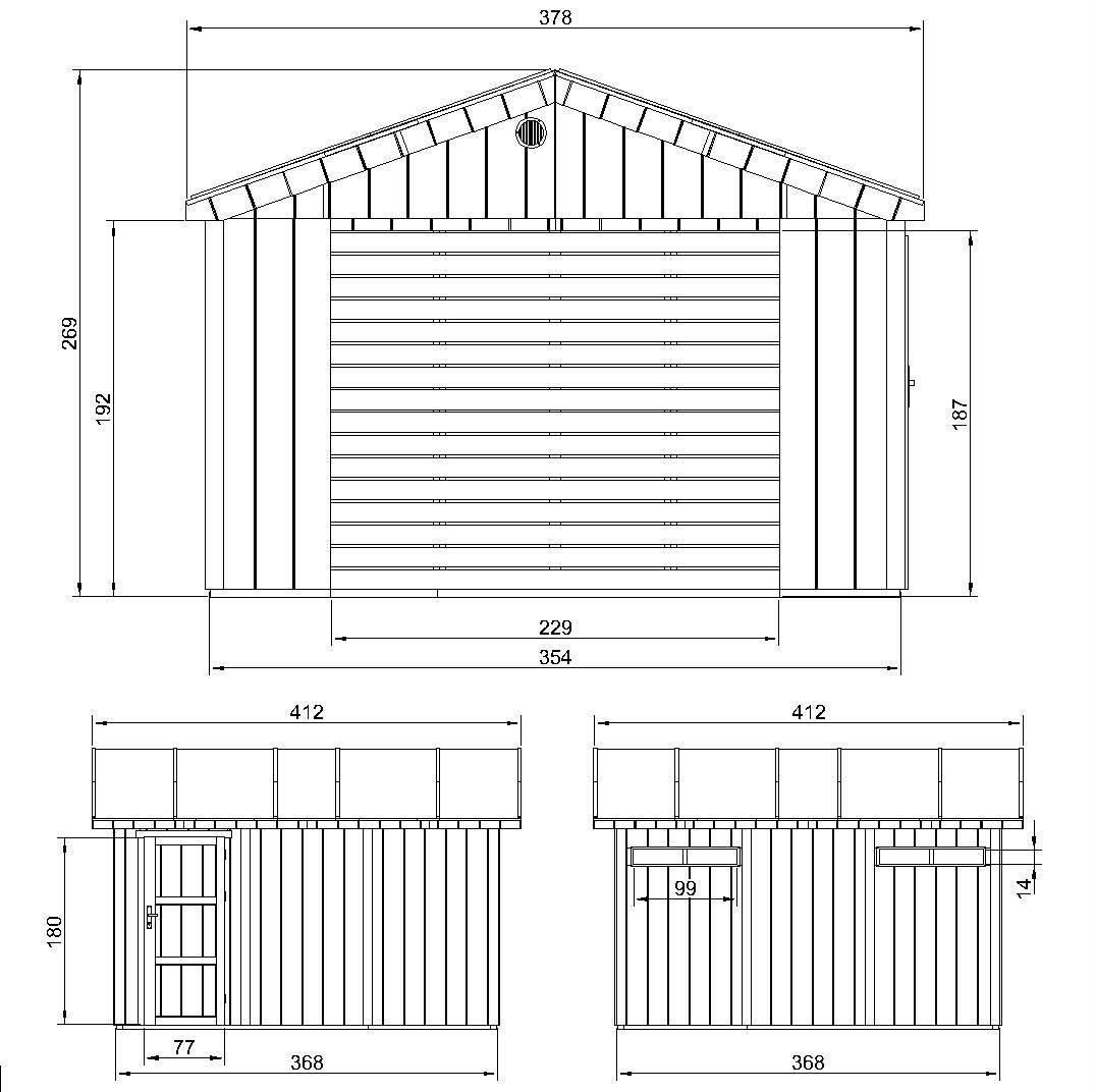 Timbela - Garage Qualité Premium 13 m² / L378xl412 cm - garage pour moto, vélos, machines de jardinage - Timbela M990B-REDWOOD RED - Image 6