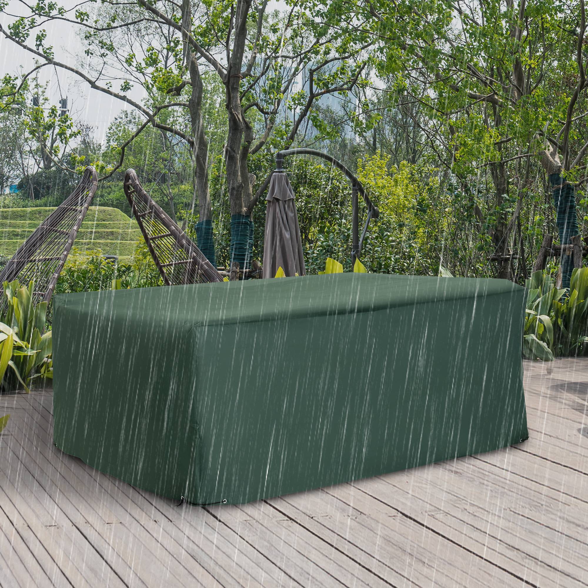 Housse de protection pour mobilier de jardin, tissu Oxford 600D, vert, 210 x 140 x 80 cm - Image 5