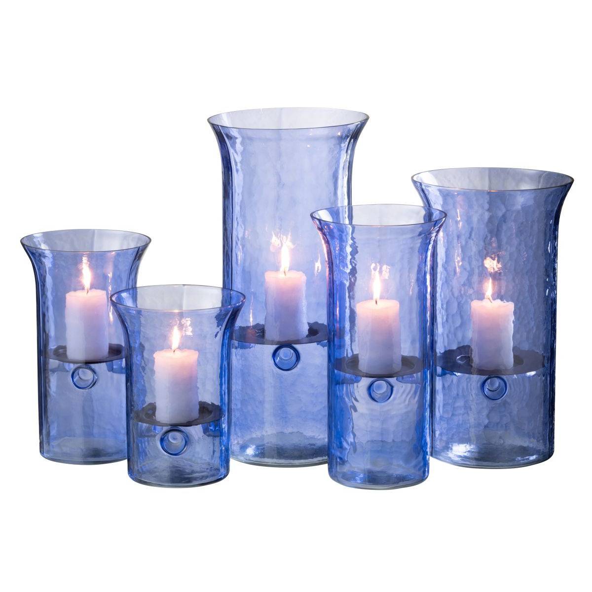 Photophore Étroit en Verre "Tarifa" 34cm Bleu - Image 5