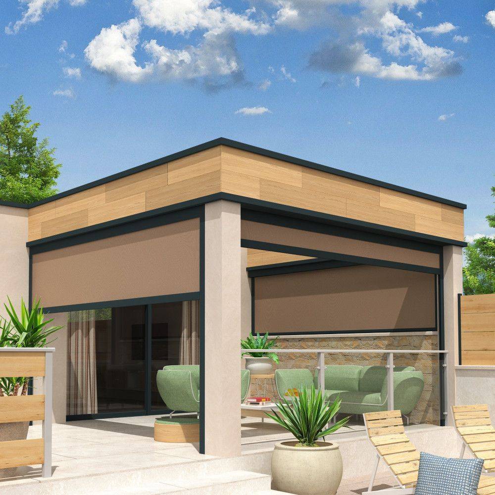 Intersun - Coffre à coulisses pour pergola LOLITE 4,00x2,50 M (Motorisé à Télécommande - Gris Anthracite - Taupe) - INTERSUN - Image 1